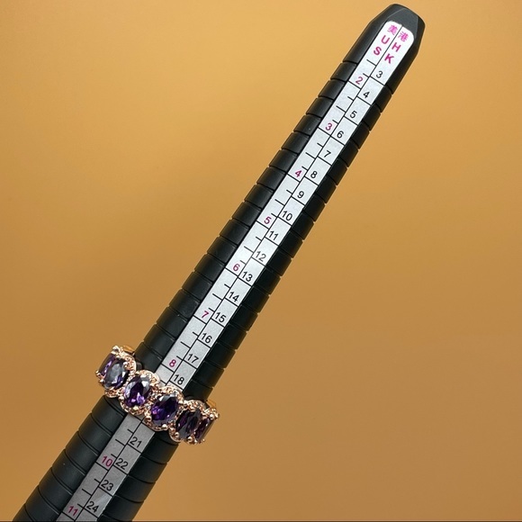 925 Sterling Silver Rose Gold‎ Color Oval Cut Amethyst Eternity Infinity Ring 9 - Picture 11 of 11